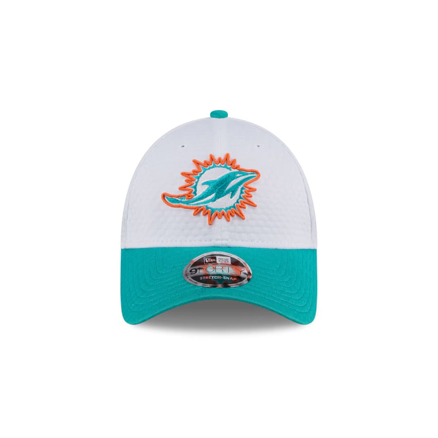 Miami Dolphins Kids Hat - Training Camp Collection 2-Tone 9Forty Kids NFL Stretch Snapback Cap - New Era